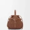Mini-bolsa redonda tipo cesto «Diamond» em pele de bezerro Mini-bolsa redonda tipo cesto «Diamond» em pele de bezerro