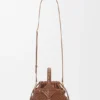 Mini-bolsa redonda tipo cesto «Diamond» em pele de bezerro Mini-bolsa redonda tipo cesto «Diamond» em pele de bezerro