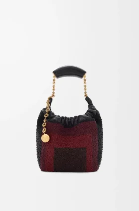Mini-bolsa «Squeeze» em couro com contas