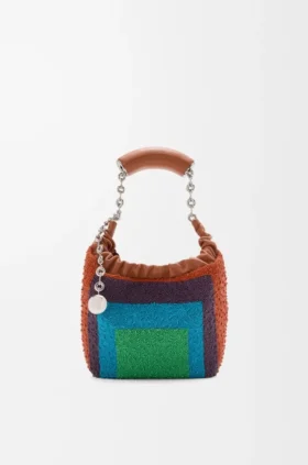 Mini-bolsa «Squeeze» em couro com contas
