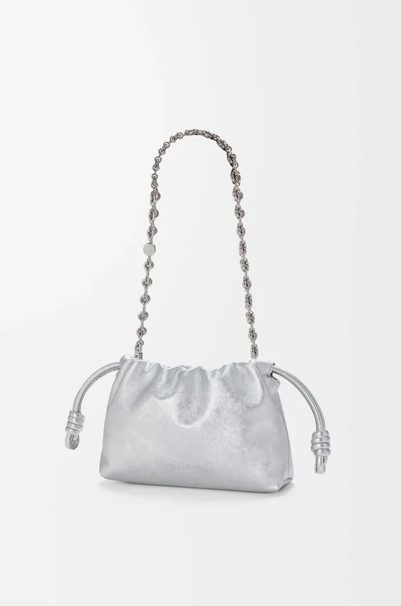 Mini-Flamenco Purse em pele de bezerro com estampado moiré Mini-Flamenco Purse em pele de bezerro com estampado moiré
