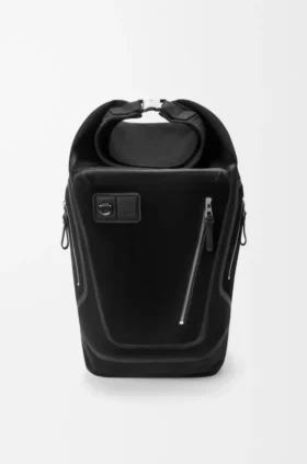 Mochila Flex com fecho roll-top em lona e camurça