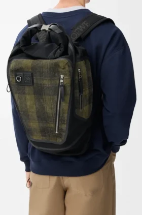 Mochila Flex Roll-Top em lona e camurça escovada