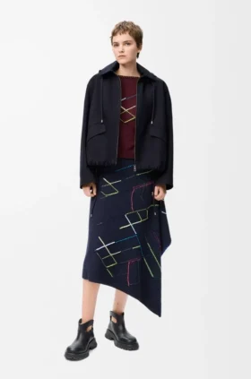 Parka com capuz em algodão e seda