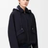 Parka com capuz em algodão e seda Parka com capuz em algodão e seda