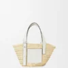 Pequena bolsa tipo cesto em folha de palmeira e pele de bezerro Pequena bolsa tipo cesto em folha de palmeira e pele de bezerro