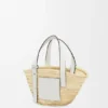 Pequena bolsa tipo cesto em folha de palmeira e pele de bezerro Pequena bolsa tipo cesto em folha de palmeira e pele de bezerro