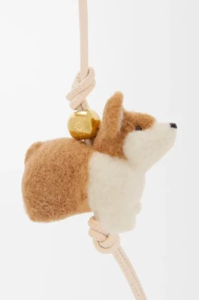 Pingente Corgi em feltro e pele de bezerro Pingente Corgi em feltro e pele de bezerro