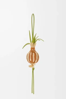Pingente «Onion Sprout» em pele de bezerro clássica e ráfia