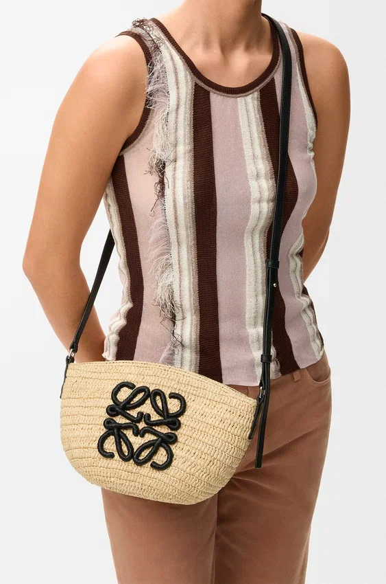 Pochette Eclipse em ráfia e pele de bezerro Pochette Eclipse em ráfia e pele de bezerro