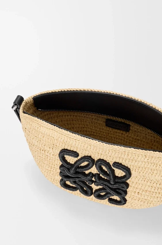 Pochette Eclipse em ráfia e pele de bezerro Pochette Eclipse em ráfia e pele de bezerro