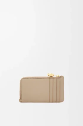 Porta-cartões e moedas Pebble em pele de bezerro napa brilhante