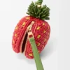 Porta-moedas com morango em ráfia e pele de bezerro clássica Porta-moedas com morango em ráfia e pele de bezerro clássica