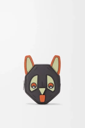 Porta-moedas «Futurist Cat» em pele de bezerro clássica