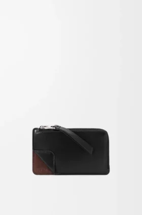 Porta-moedas Switch em pele de bezerro granulada macia e camurça