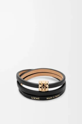 Pulseira Anagram Bombé Twist em pele de bezerro