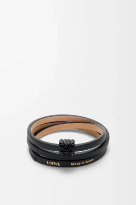 Pulseira Anagram Bombé Twist em pele de bezerro
