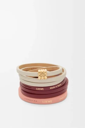 Pulseira dupla «Twist» em pele de bezerro