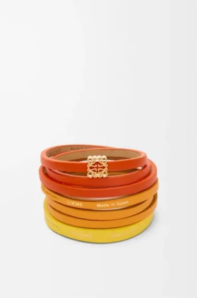 Pulseira dupla «Twist» em pele de bezerro