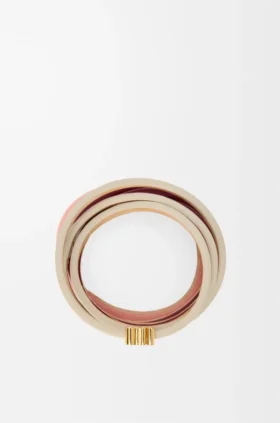 Pulseira dupla «Twist» em pele de bezerro