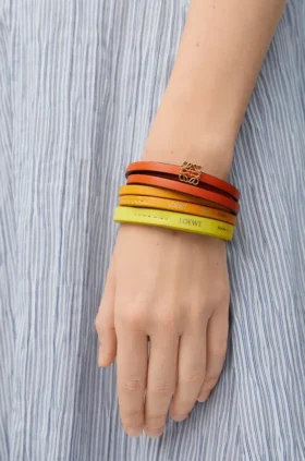 Pulseira dupla «Twist» em pele de bezerro