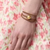 Pulseira «Pebble» em pele de bezerro Pulseira «Pebble» em pele de bezerro