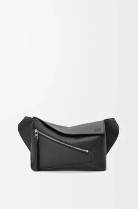 Puzzle Bumbag pequena em pele de bezerro granulada