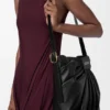 Saco tote drapeado em pele de borrego napa suave Saco tote drapeado em pele de borrego napa suave