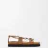 Sandália «Fussbett» com contas «Pebble» em pele de borrego napa Sandália «Fussbett» com contas «Pebble» em pele de borrego napa