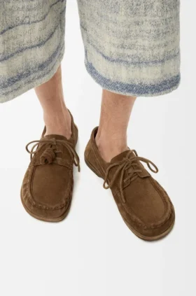 Sapatos de barco «Campo» em pele de bezerro camurça