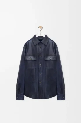 Sobrecamisa em pele de borrego napa e algodão