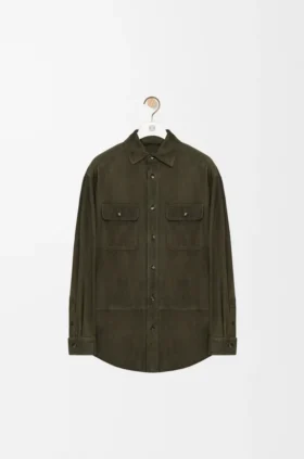 Sobrecamisa em pele de cabra camurçada