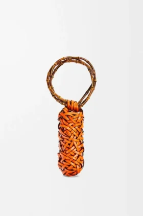 Vaso Woven nest em pele de bezerro e bambu