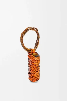 Vaso Woven nest em pele de bezerro e bambu