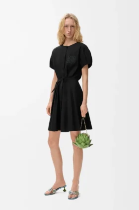 Vestido-camisa em mistura de algodão