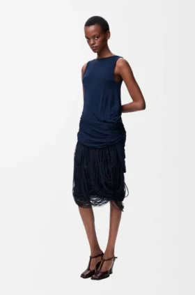 Vestido decorado em viscose