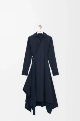 Vestido drapeado em algodão