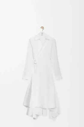 Vestido drapeado em algodão