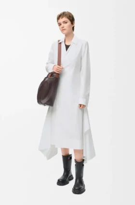 Vestido drapeado em algodão